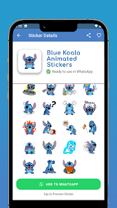 Animated Sticker Blue Koala WA