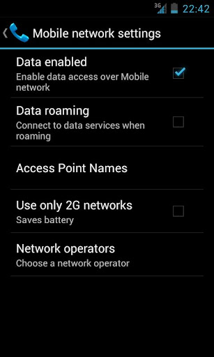 Data Settings Screen 3
