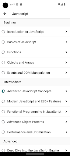 Javascript Learn & Code editor Screen 3