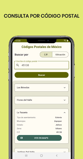 Android application Mi Código Postal México screenshort