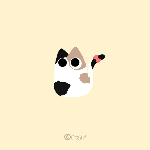 카카오톡 테마 - 말랑말랑 삼색 고양이_소프트옐로우 logo