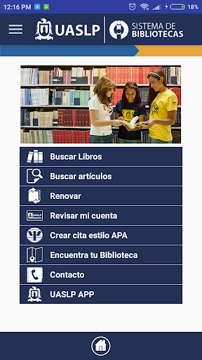 Android application Sistema de Bibliotecas (UASLP) screenshort