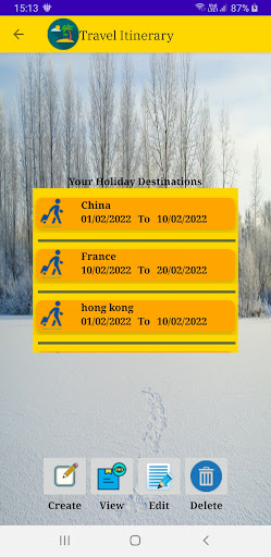 Travel Itinerary Screen 3