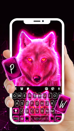 Android application Neon Pink Wolf Keyboard Backgr screenshort