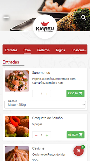 Android application KMaru Sushi Delivery screenshort