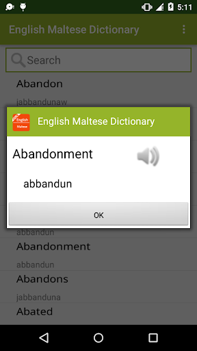English to Maltese Dictionary Screen 2