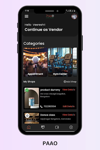 Android application PaaO - Vendors screenshort