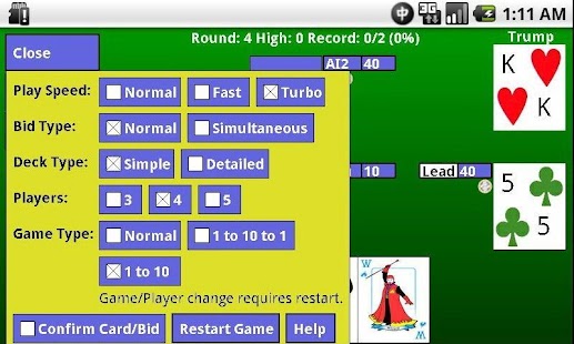 WIZARD Card Game Screenshot