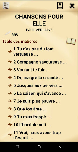 Android application Chansons pour Elle - Verlaine screenshort