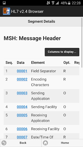 HL7 v2.4 Browser Screenshot