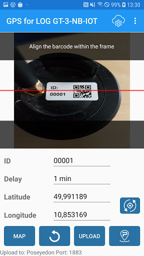 Android application Gps4Gt for LOG GT-3-NB-IOT screenshort