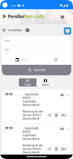 Android application Pendlernetz screenshort