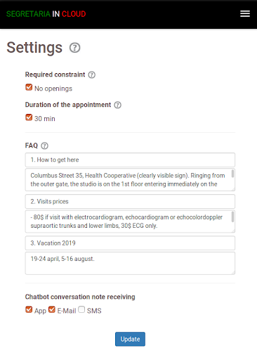 Appointments Booking Chatbot Screen 2