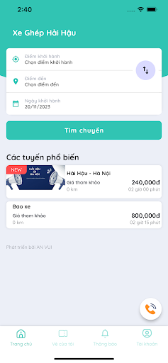 Android application Xe Ghép Hải Hậu screenshort