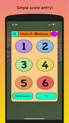 Mini-Golf Score Card Screen 3