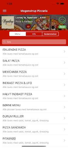 Android application Mogenstrup Pizzaria screenshort