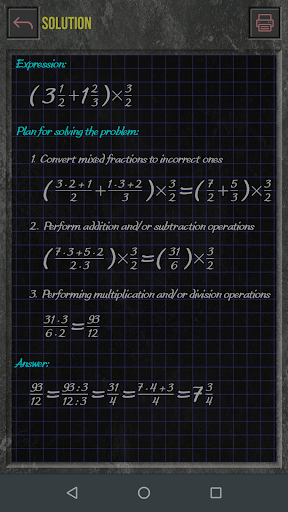 Fraction calculator solutions Screen 2