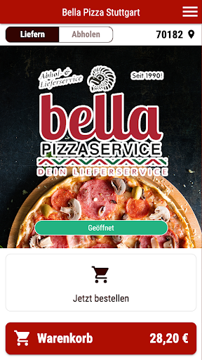 Android application Bella Pizza Stuttgart screenshort