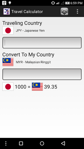 Android application Travel Calculator screenshort