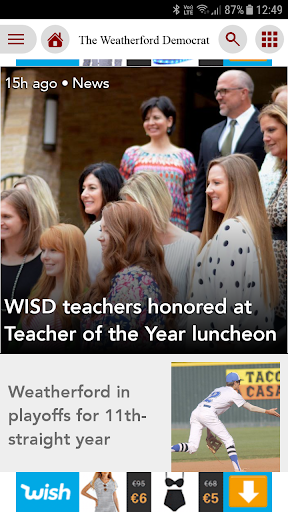 Android application Weatherford Democrat screenshort