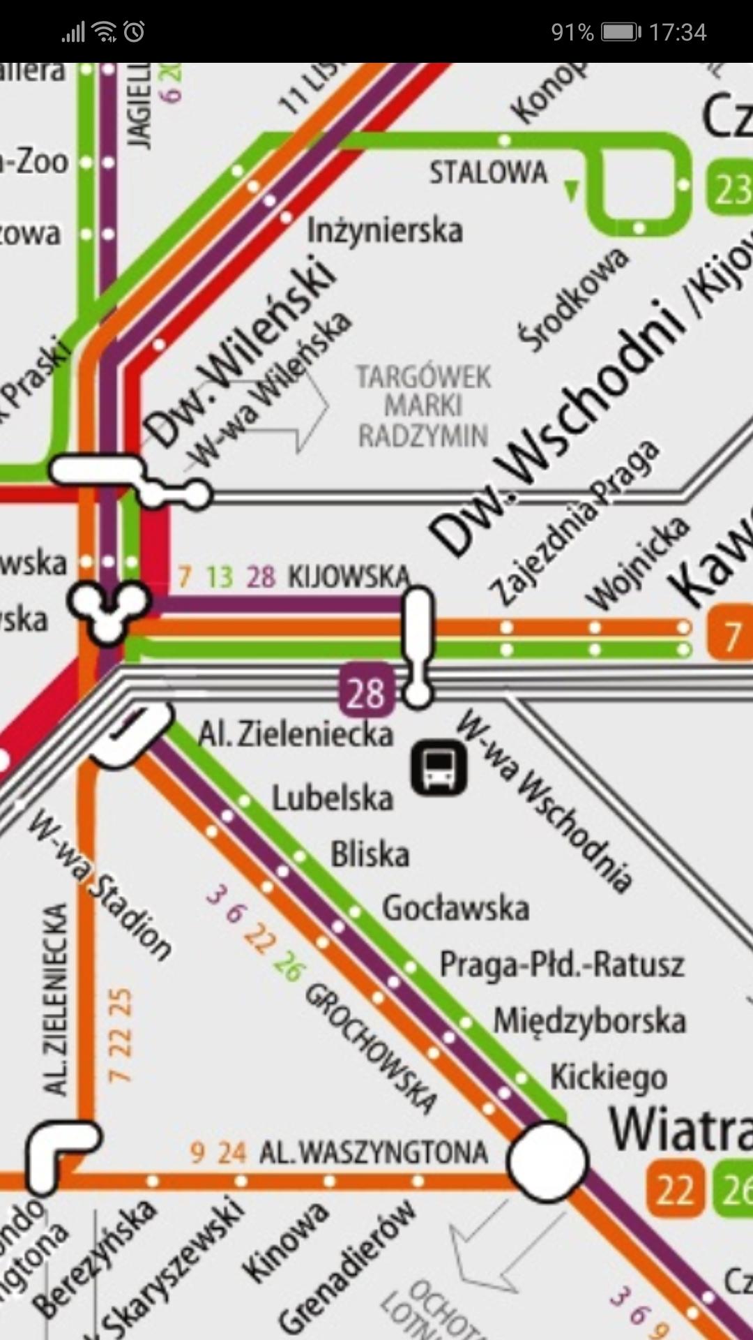 Android application Warsaw Metro & Tram Map screenshort