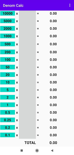 Denomination Calculator Screen 3