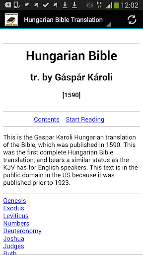 Android application Hungarian Bible Translation screenshort