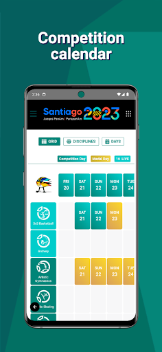 Android application Santiago 2023 screenshort