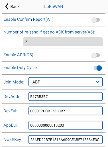 LT-20 Configuration App Screen 2