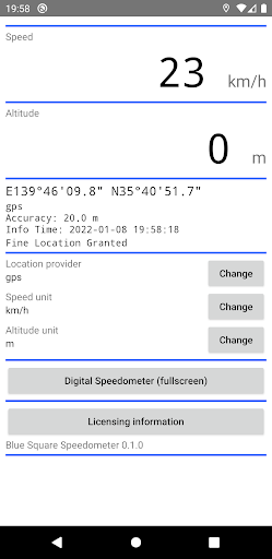 Android application Blue Square Speedometer screenshort