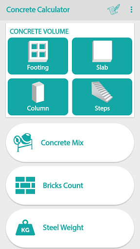 Civil: Concrete Calculator Screen 2