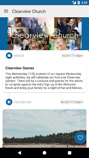 Clearview Church App Screen 2