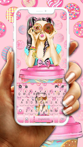 Android application Pink Donut Girl Keyboard Theme screenshort