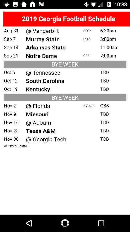 Georgia Football Schedule - 5.0 - (Android)
