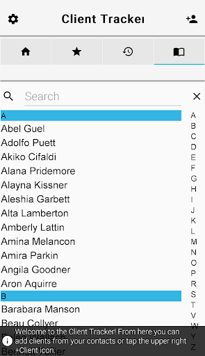 Android application Client Tracker screenshort