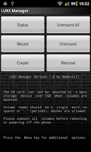 LUKS Manager Screen 2