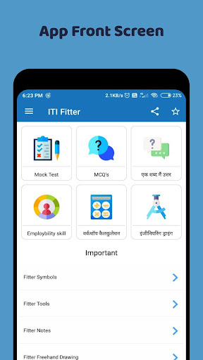 Android application ITI Fitter NIMI App - MCQ Quiz screenshort