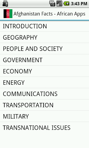 Android application Afghanistan Facts screenshort