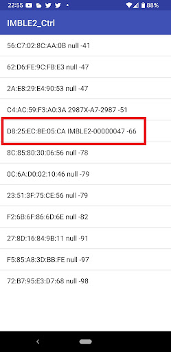 Android application IMBLE2コントローラ screenshort