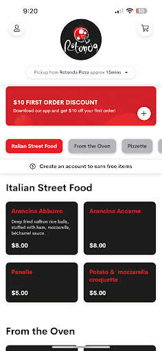Android application Rotonda Pizza screenshort