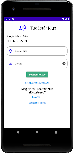 Android application Tudástár Klub screenshort