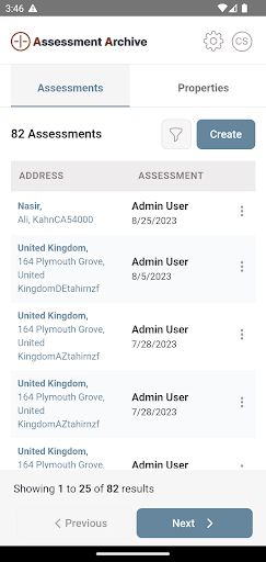 Assessment Archive Screen 2