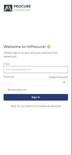 Android application MProcure - Construction screenshort