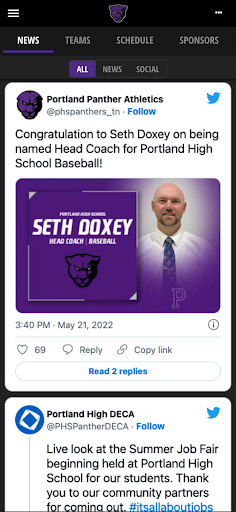 Portland Panthers Athletics Screen 2