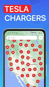 Supercharger map for Tesla