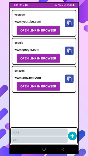 url link saver Screen 2