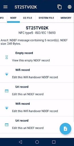Screenshot of ST25 NFC Tap