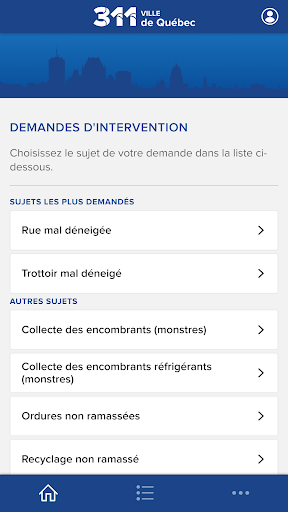 Android application 311 Ville de Québec screenshort