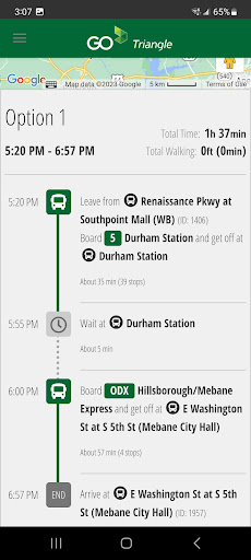 GoTriangle MyRide Screen 2