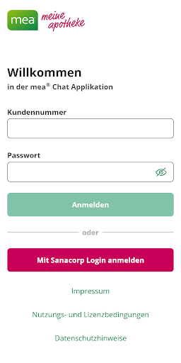 Android application mea® für Apotheken back office screenshort